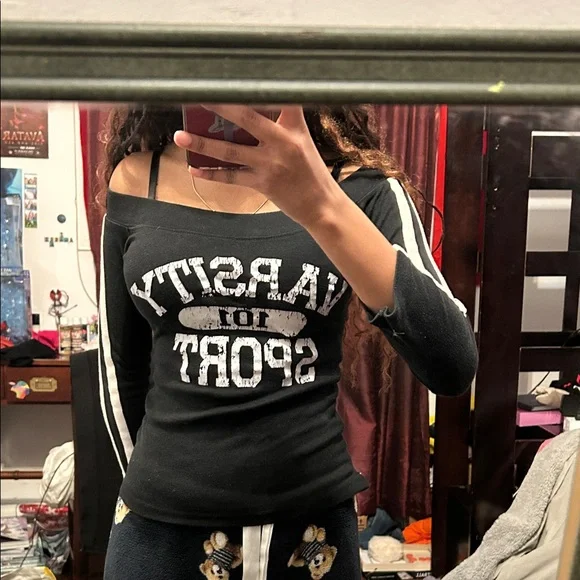 y2k off the shoulder black top - Picture 1 of 4